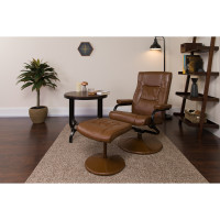 Flash Furniture Contemporary Palimino Leather Recliner and Ottoman with Leather Wrapped Base BT-7862-PALIMINO-GG